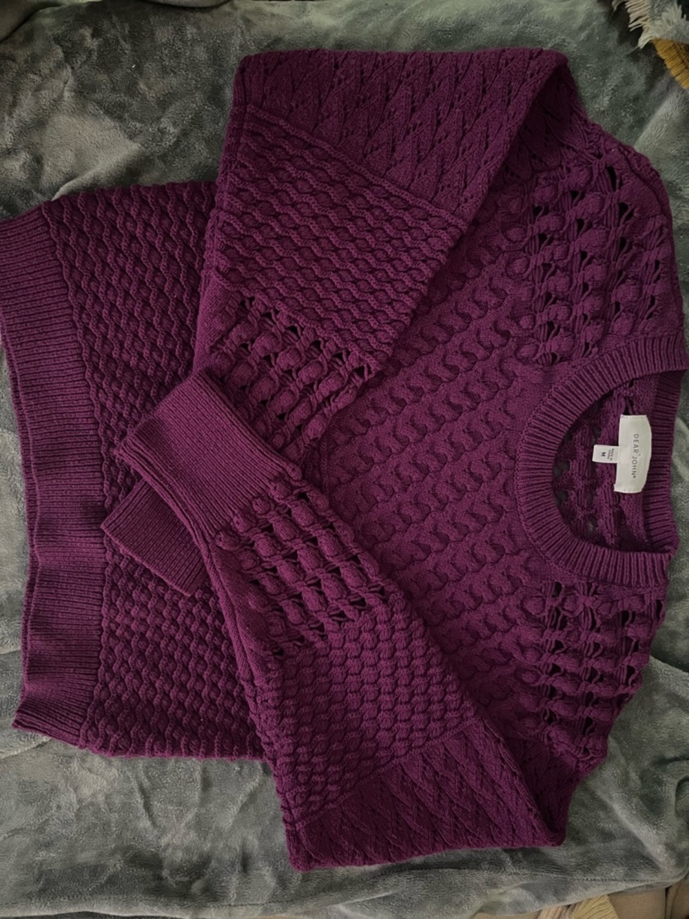 Dear John Cable Knit Crewneck Sweater - Plum